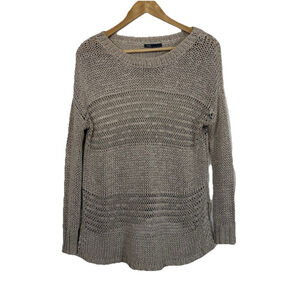 Vince Knit Semi Sheer Sweater Small Women’s Tan Open Knit Pullover Minimalist